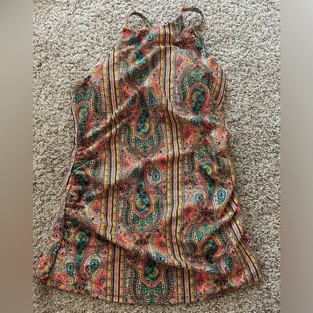 NWT 2Chillies Multicolor Paisley Tankini Adjustable High Neck Moonstone Size M